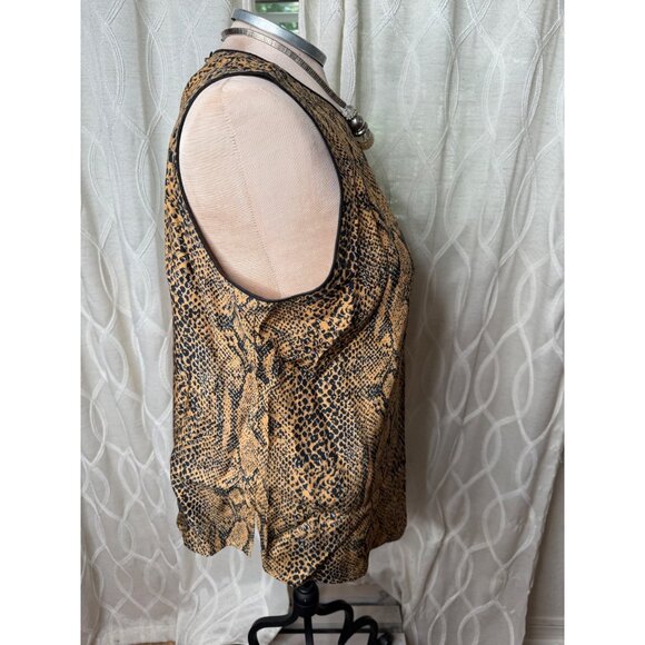 VTG 90s Blue Ice silk Animal Print Safari reptile snakeskin Sleeveless Top12 - Picture 10 of 11